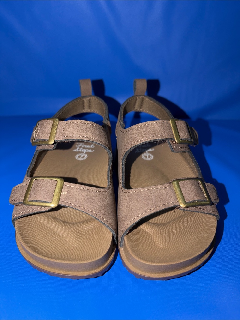Kids Brown Adjustable Double-Buckle Sandals